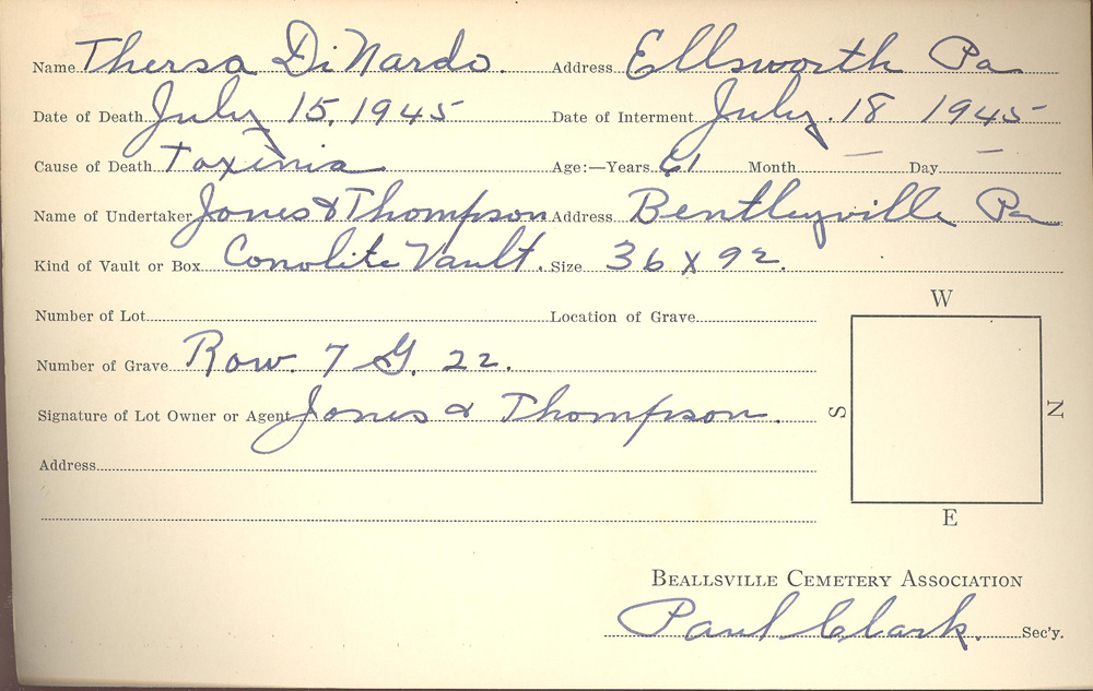 burial card